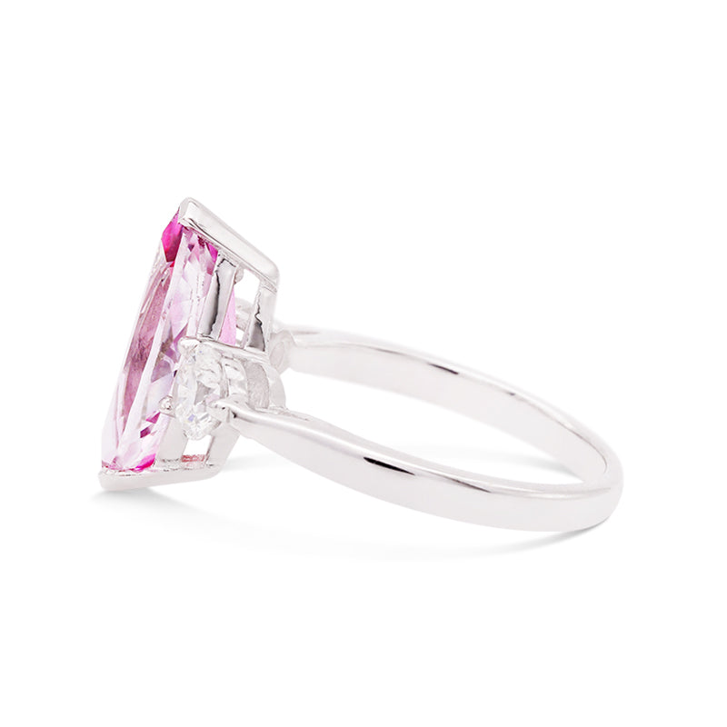 18 Carat White Gold Pink Sapphire and Diamond Ring