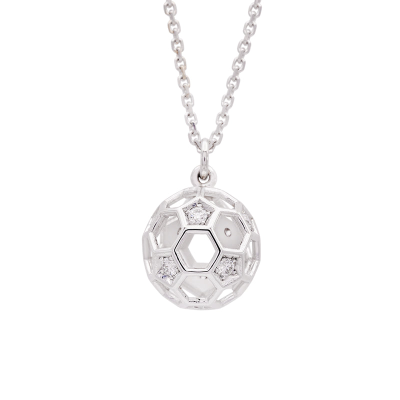 18 Carat White Gold and Diamond Bucky Ball Pendant on Chain