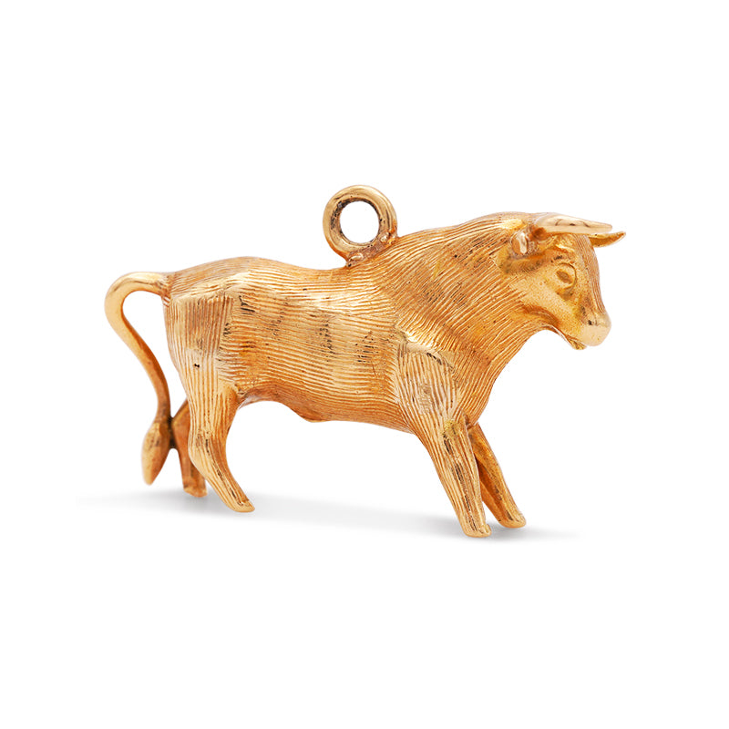 Solid 18 Carat Yellow Gold Bull Charm, 3.2g