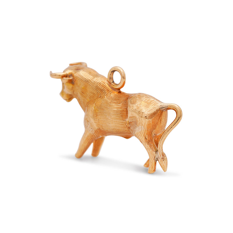 Solid 18 Carat Yellow Gold Bull Charm, 3.2g