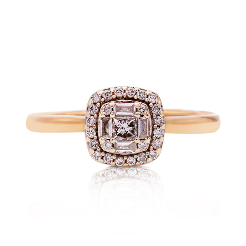 9 Carat Yellow Gold Diamond Cluster Ring