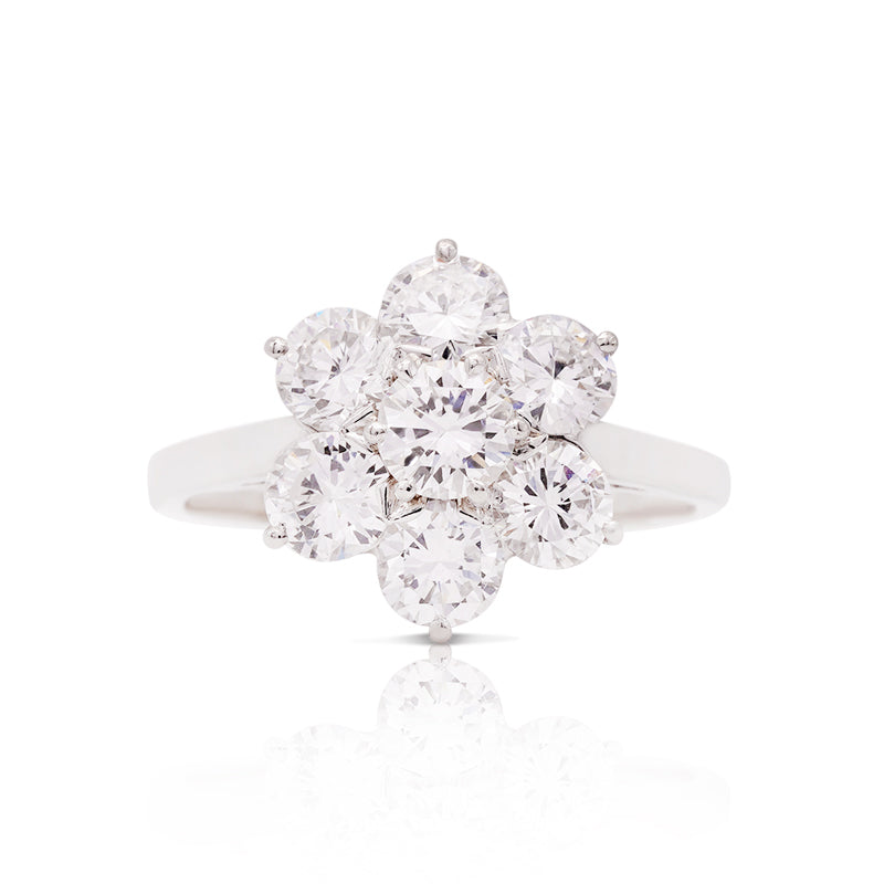 Platinum Diamond Cluster Ring