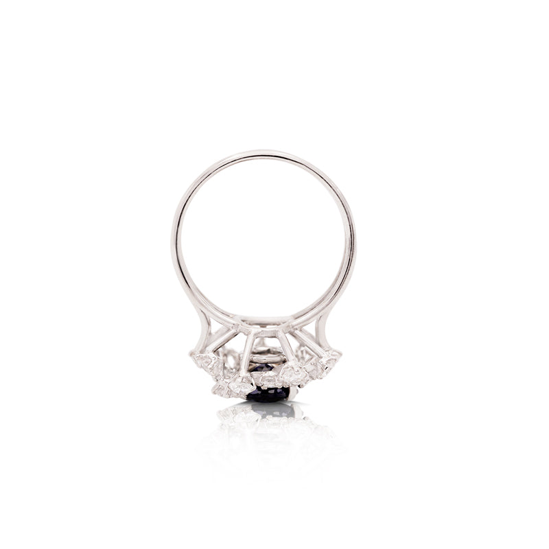 Platinum Sapphire and Diamond Starburst Ring