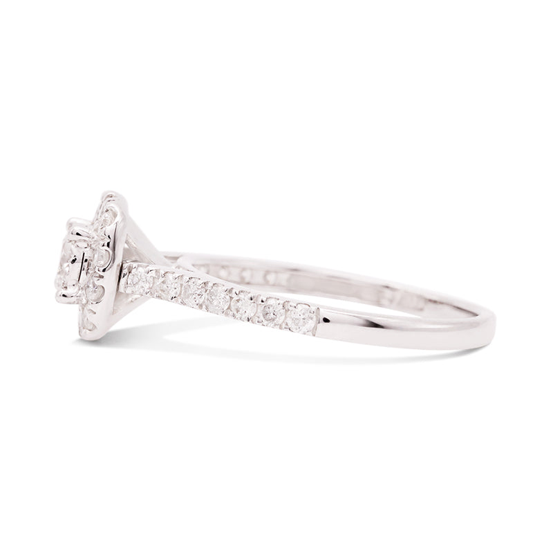 9 Carat White Gold Diamond Halo Ring