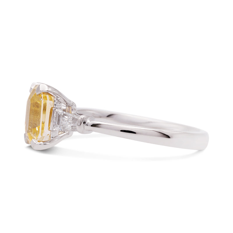 Platinum Yellow Sapphire and Diamond Ring