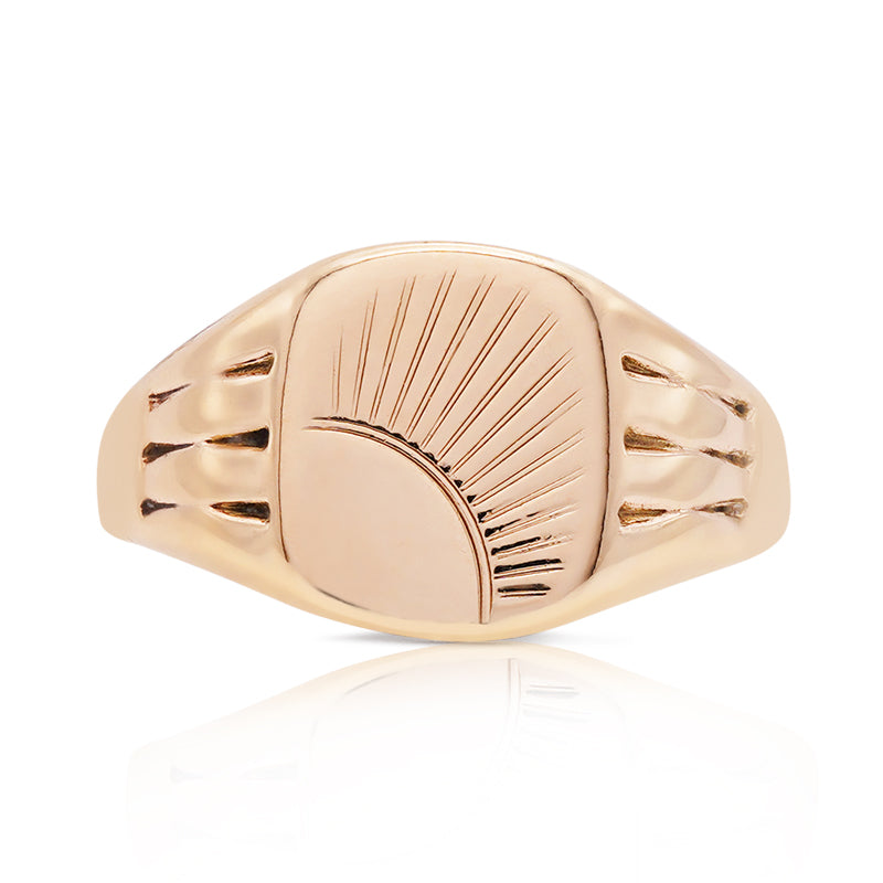 9 Carat Yellow Signet 'Sunburst' Ring