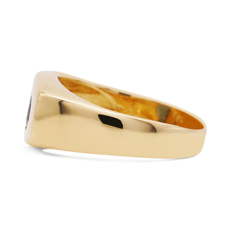 18 Carat Yellow Gold Sapphire and Diamond Signet Ring