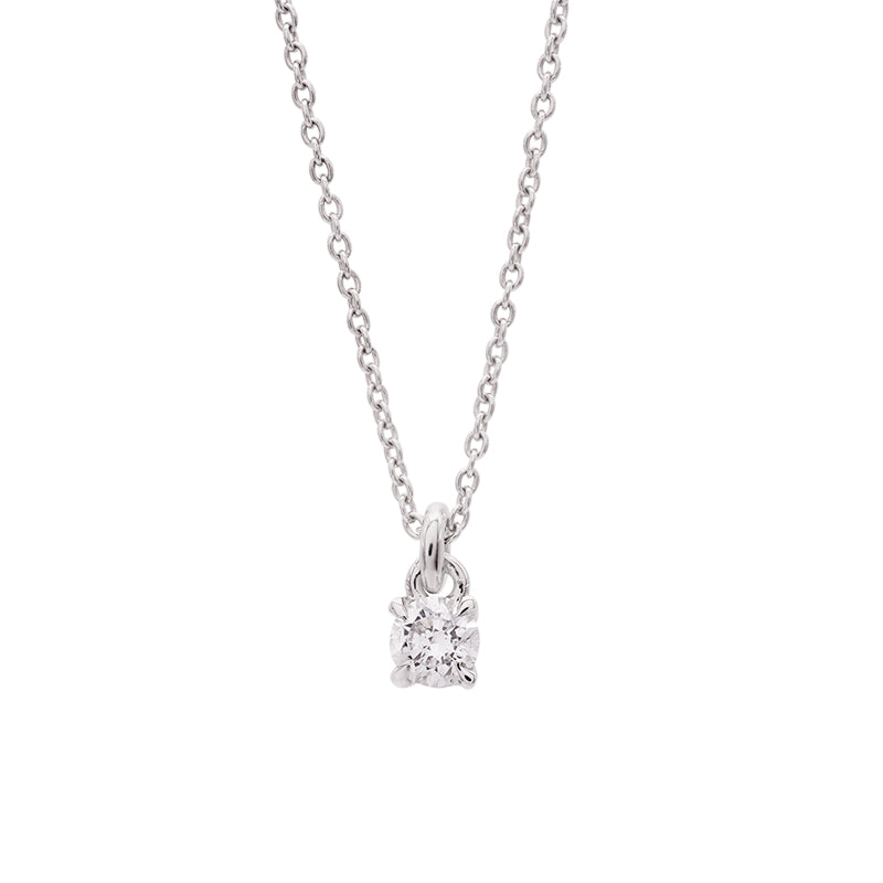 18 Carat White Gold Diamond Pendant on Chain - 0.10ct