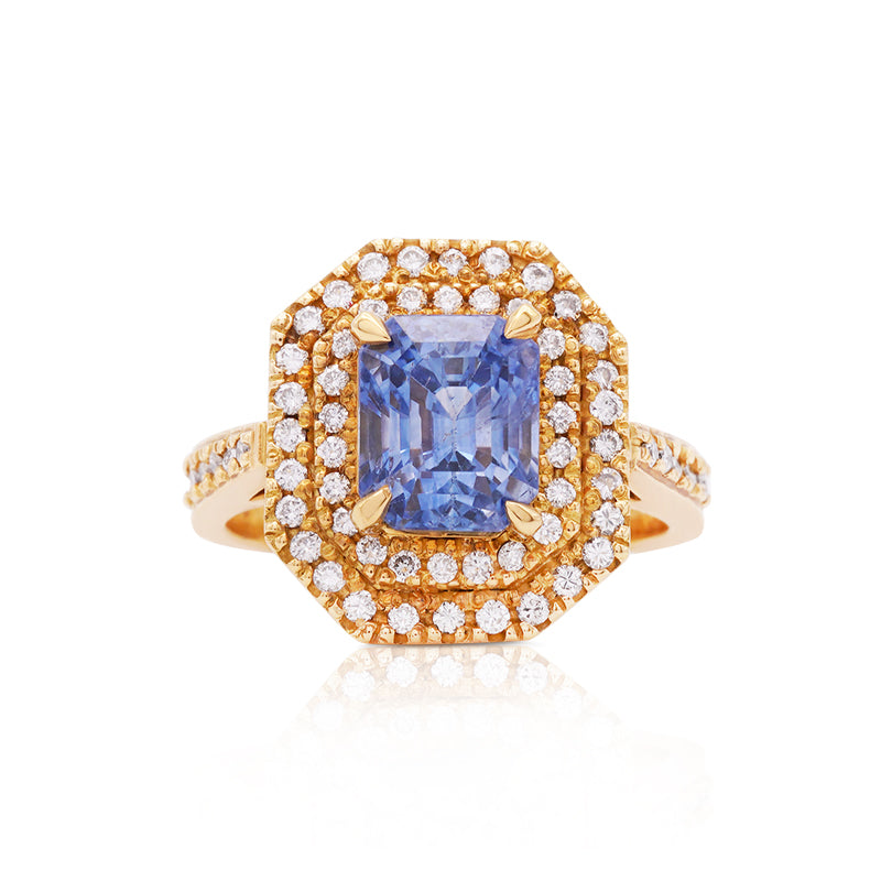 18 Carat Yellow Gold Sapphire and Diamond Dress Ring