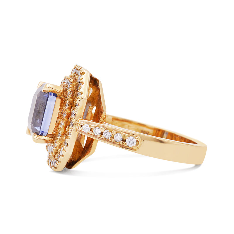 18 Carat Yellow Gold Sapphire and Diamond Dress Ring