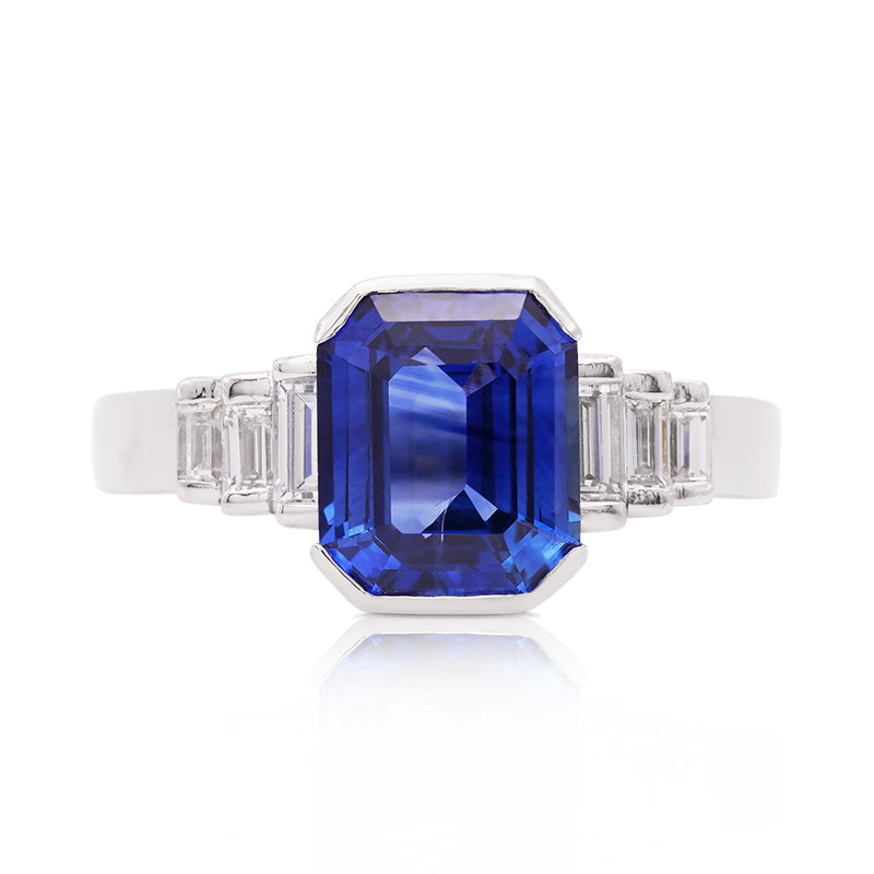 Platinum Sapphire and Diamond Ring