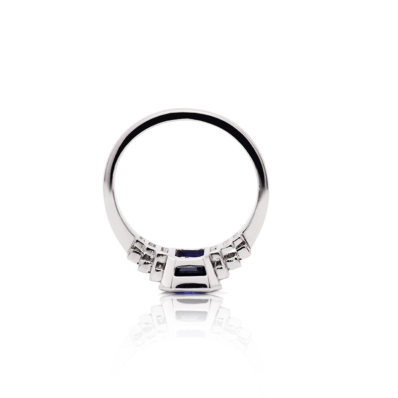 Platinum Sapphire and Diamond Ring