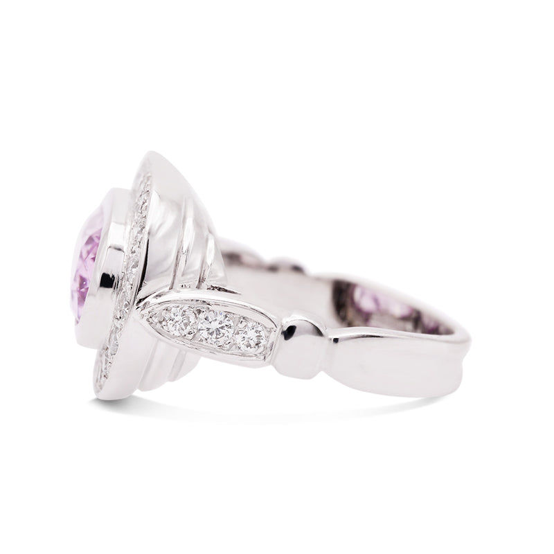 18 Carat White Gold Pink Tourmaline and Diamond Dress Ring