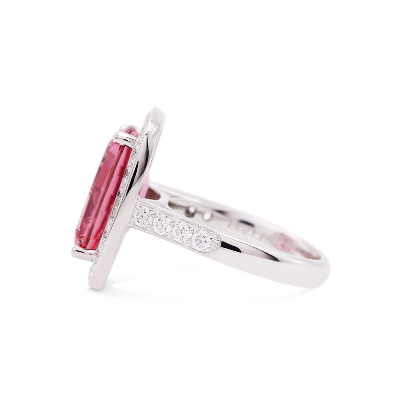 Platinum Pink Tourmaline and Diamond Dress Ring
