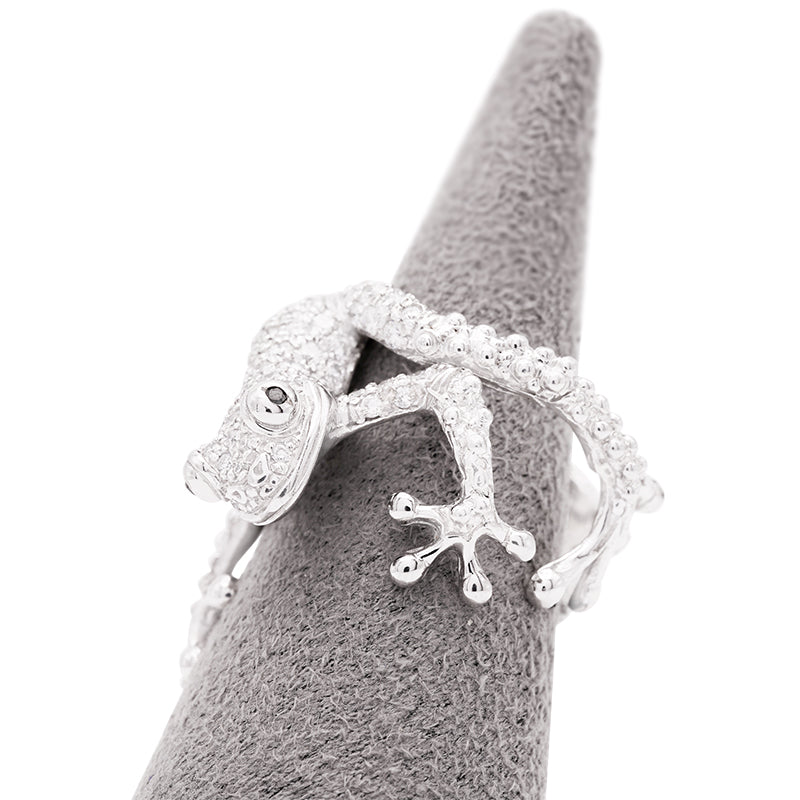 18 Carat White Gold Diamond Frog Ring