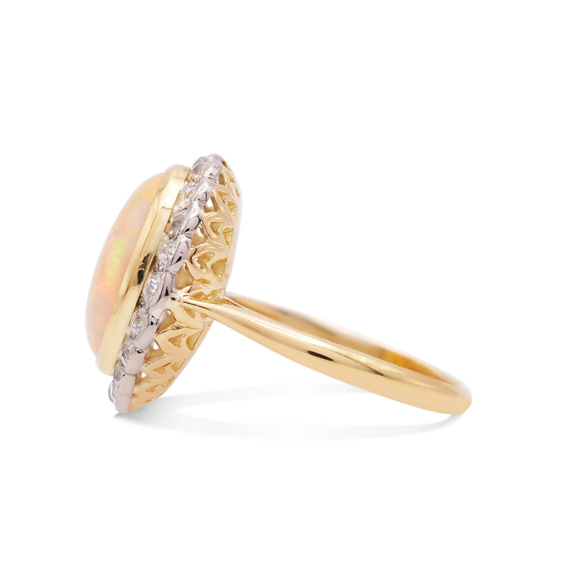 18 Carat Yellow Gold Opal and Diamond Dress Ring