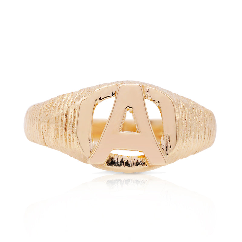 9 Carat Yellow Gold Signet Ring - 'A' Initial