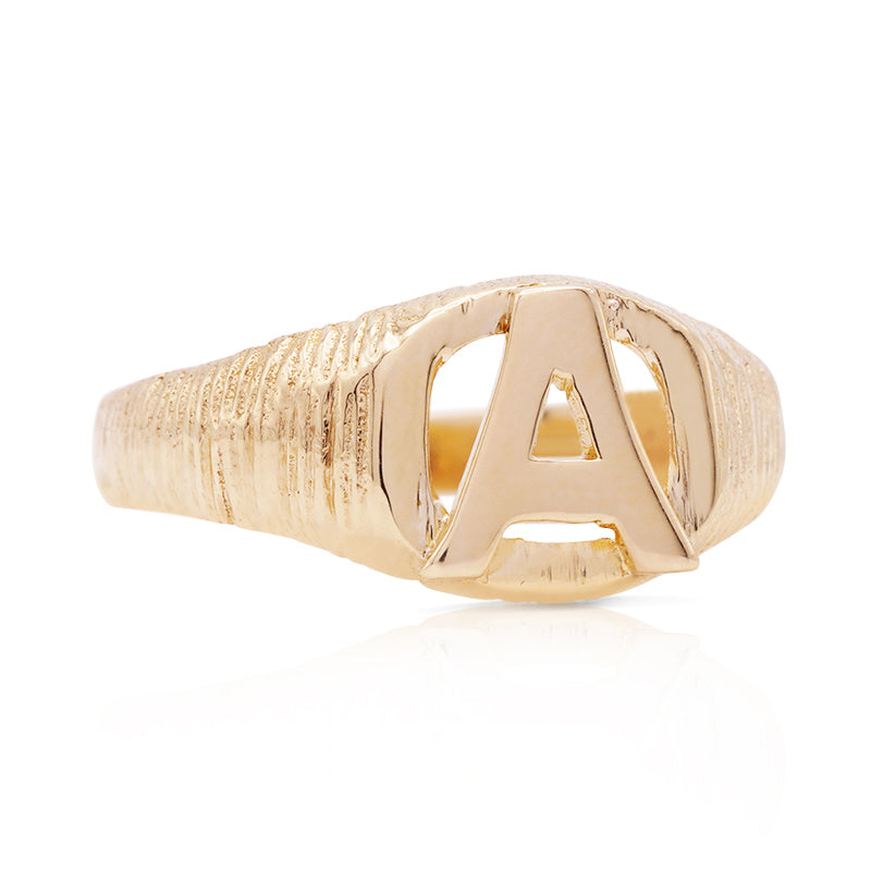 9 Carat Yellow Gold Signet Ring - 'A' Initial