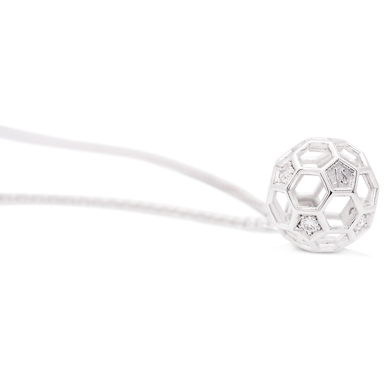 18 Carat White Gold and Diamond Bucky Ball Pendant on Chain