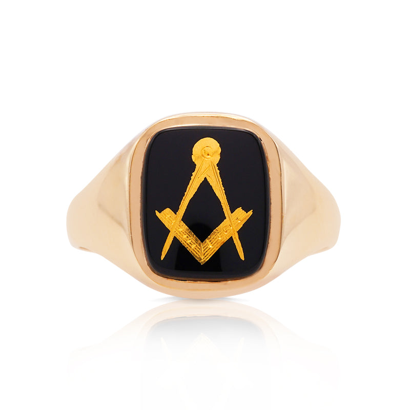 9 Carat Yellow Gold Masonic Signet Ring