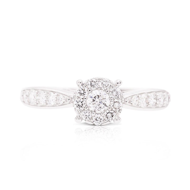 9 Carat White Gold Diamond Cluster Ring