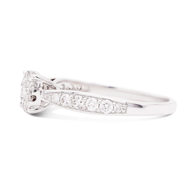 9 Carat White Gold Diamond Cluster Ring