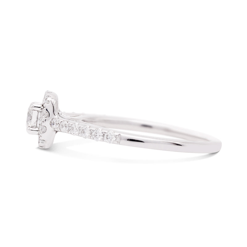 18 Carat White Gold Diamond Halo Ring