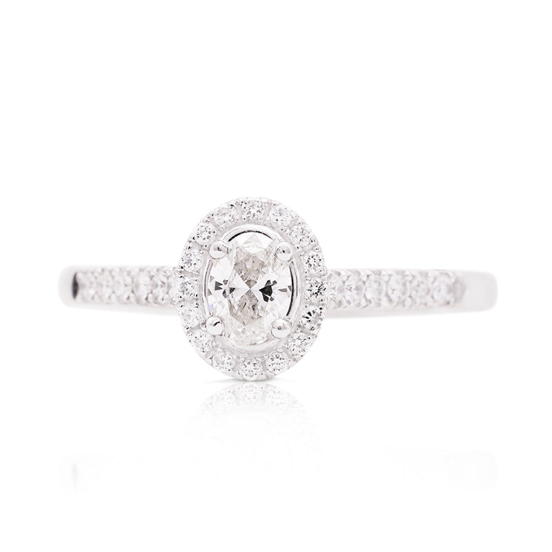 Platinum Diamond Halo Ring