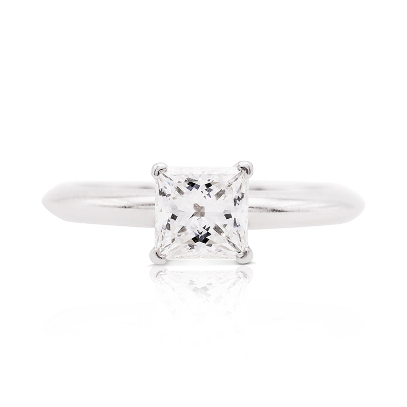 Tiffany & Co. Platinum Princess Cut Diamond Solitaire Ring – 0.79ct