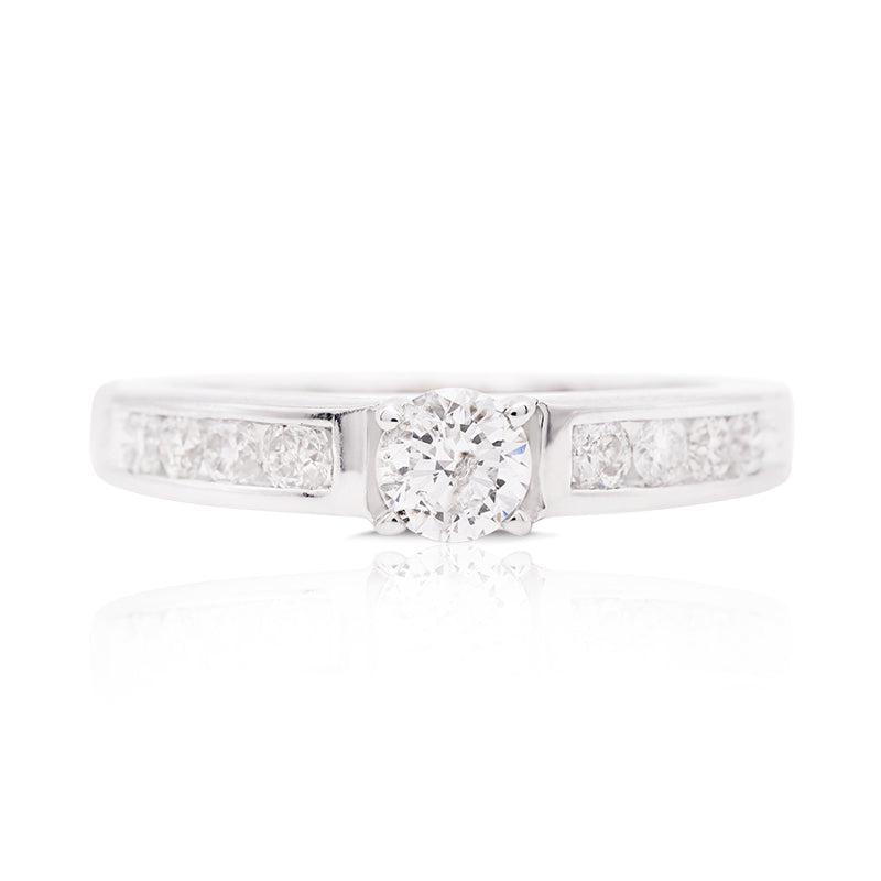 18 Carat White Gold Round Brilliant Diamond Ring, 0.65ct