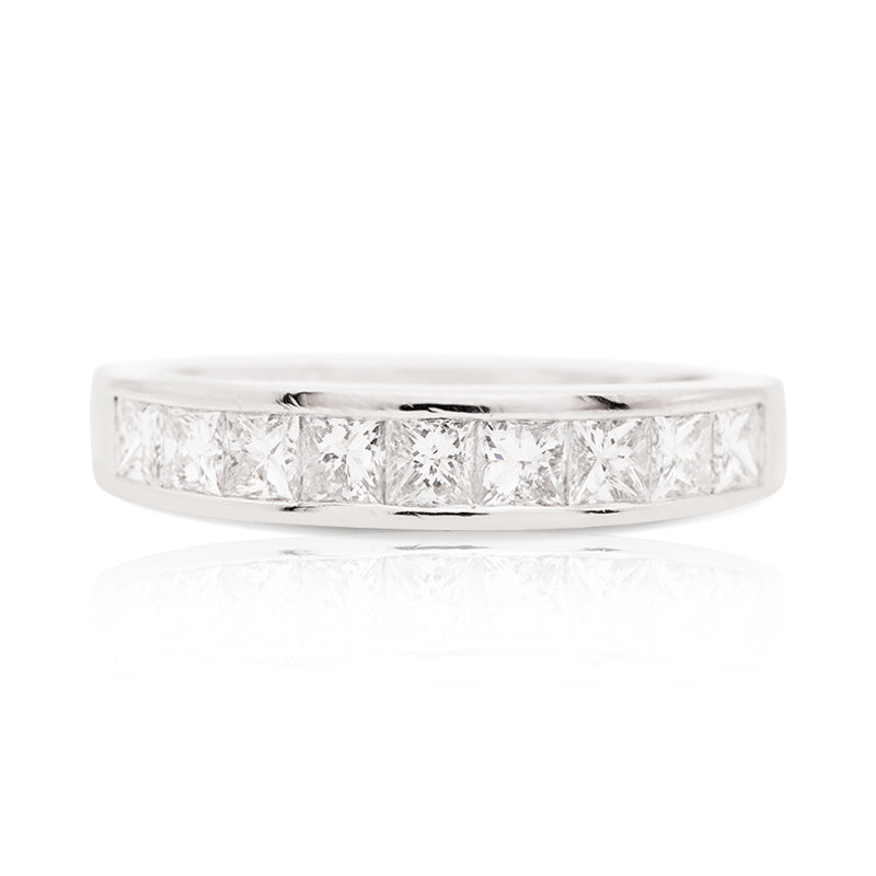Platinum Princess Cut Diamond Half Eternity Ring