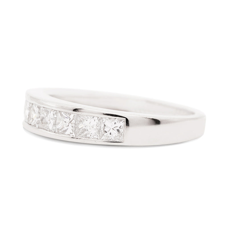 Platinum Princess Cut Diamond Half Eternity Ring