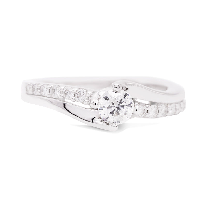 18 Carat White Gold Diamond Crossover Ring