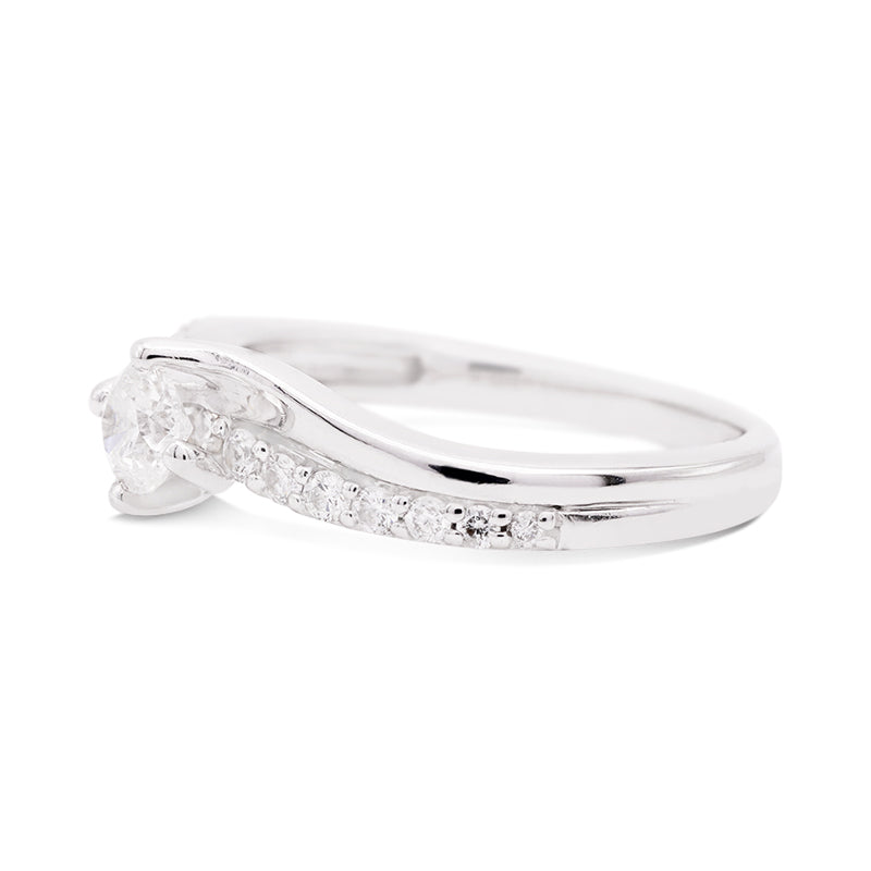 18 Carat White Gold Diamond Crossover Ring