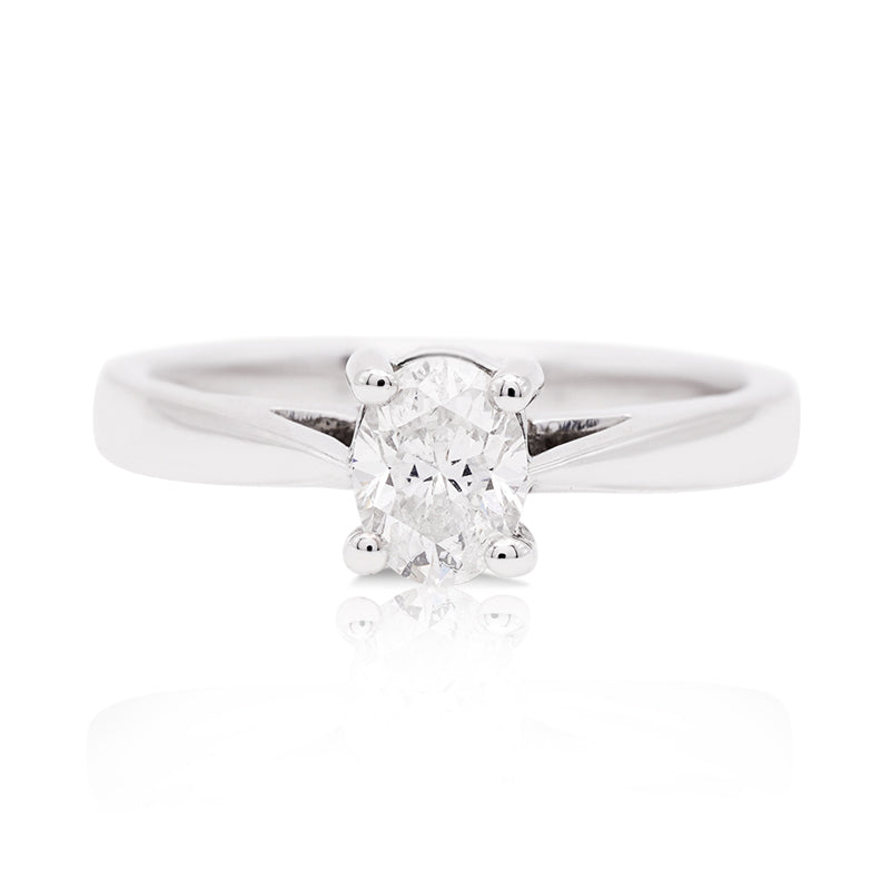 18 Carat White Gold Oval Diamond Solitaire Ring