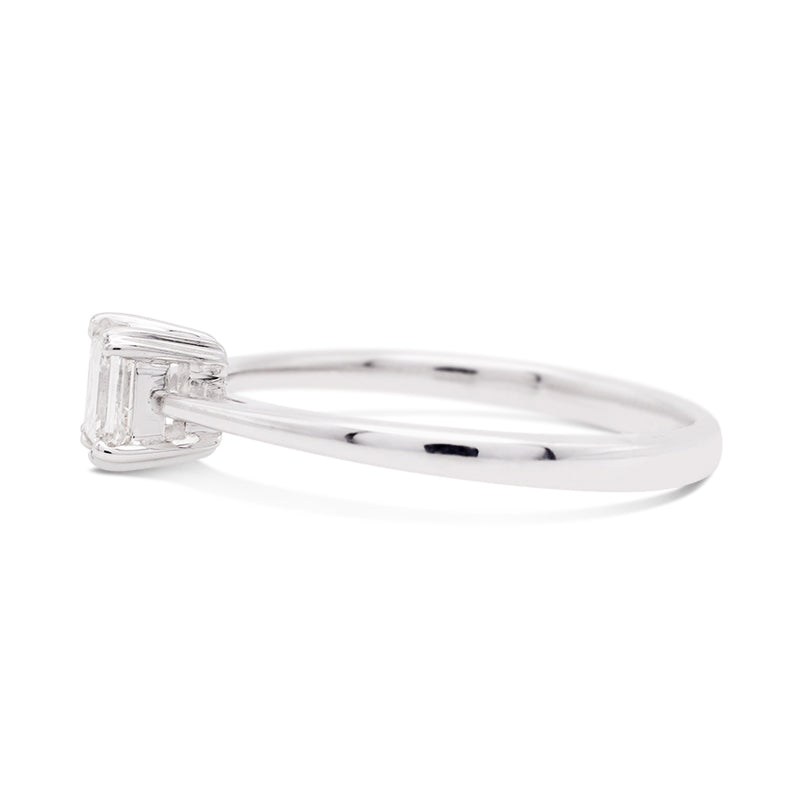 18 Carat White Gold Emerald Cut Diamond Solitaire Ring