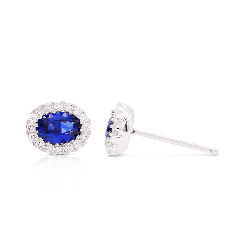 18 Carat White Gold Sapphire and Diamond Stud Earrings