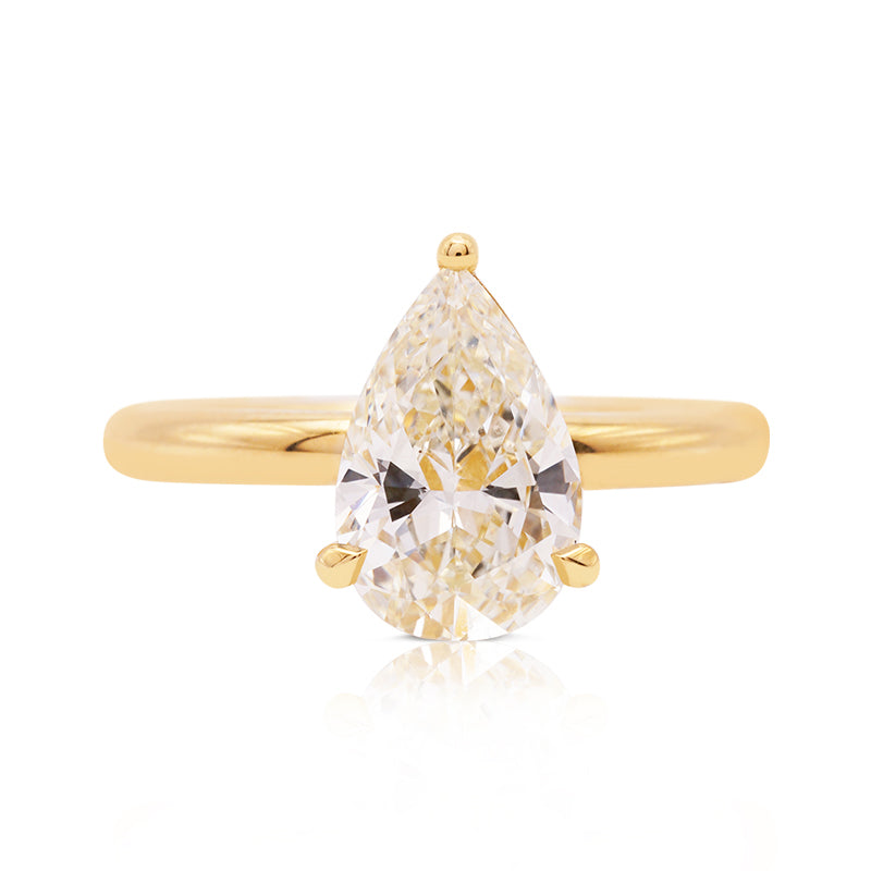 18 Carat Yellow Gold Pear-Shaped Diamond Solitaire Ring – 2.16ct