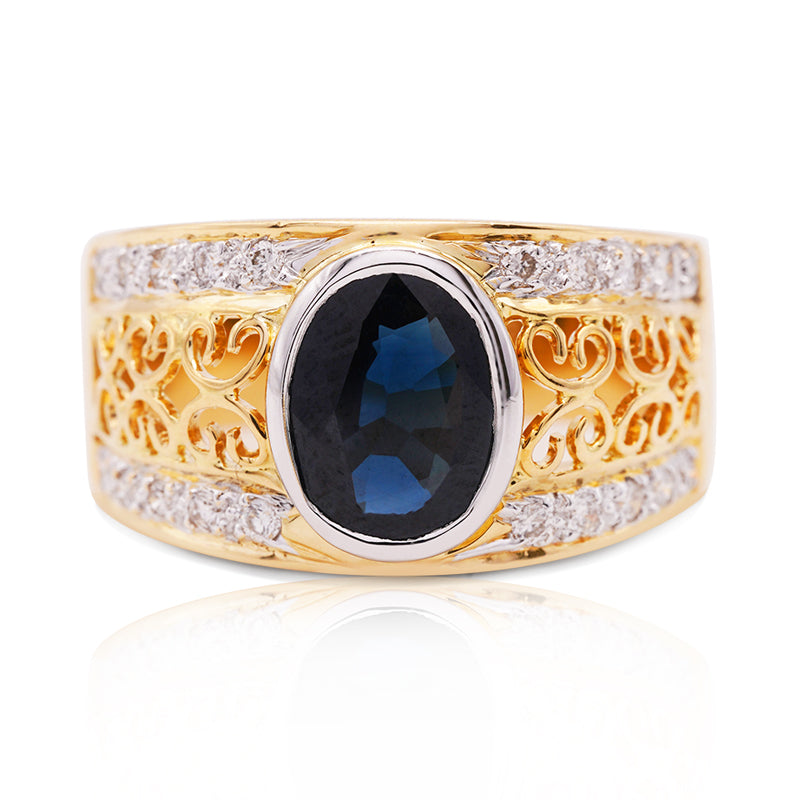 18 Carat Yellow Gold Sapphire and Diamond Band Ring