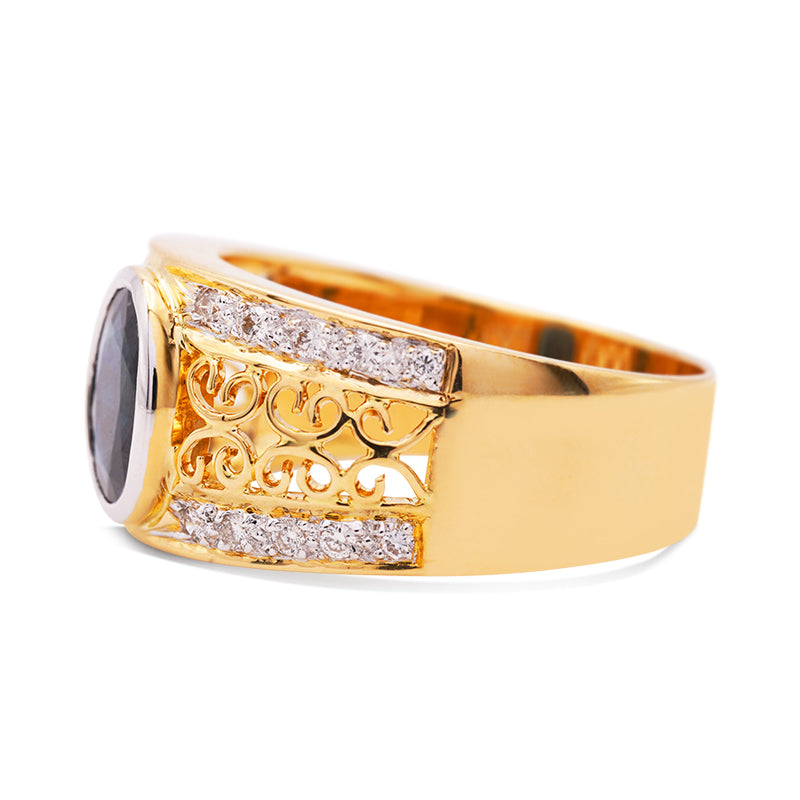 18 Carat Yellow Gold Sapphire and Diamond Band Ring