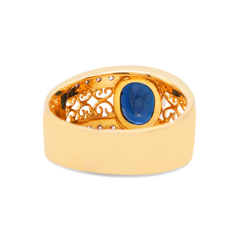 18 Carat Yellow Gold Sapphire and Diamond Band Ring