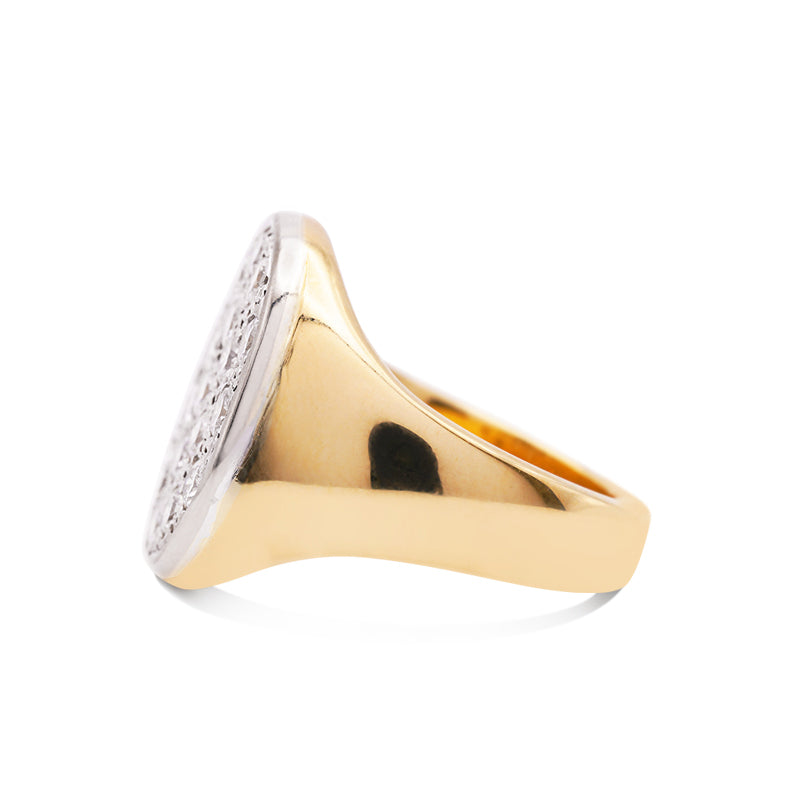 14 Carat Yellow Gold Diamond Signet Ring