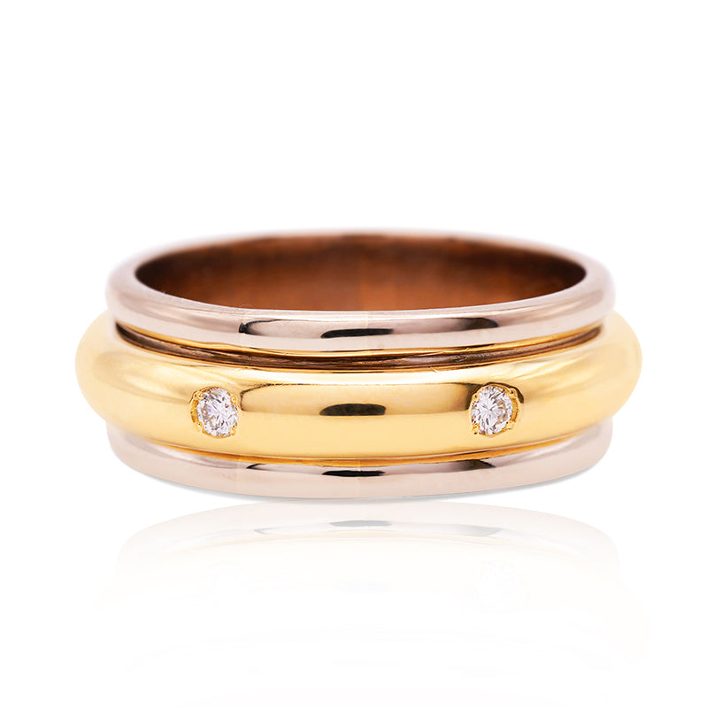 18 Carat Yellow & White Gold Diamond Spinning Ring