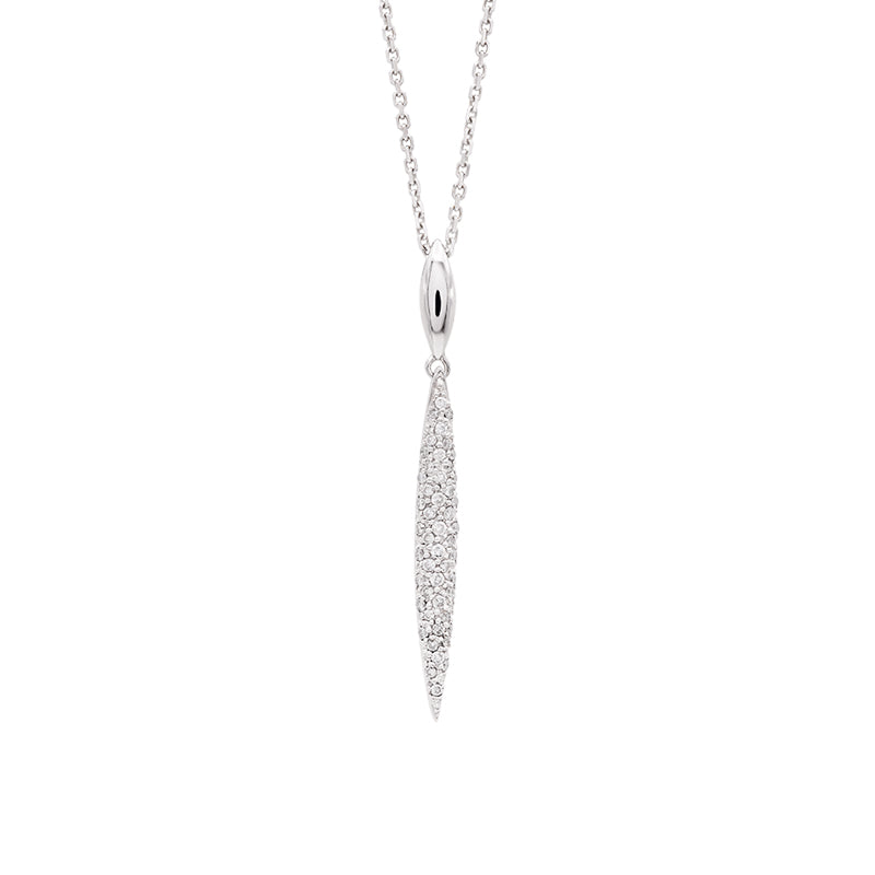 9 Carat White Gold Diamond Stick Pendant on a 18 Carat White Gold Chain