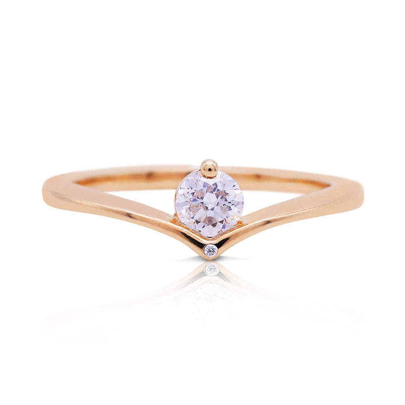 9 Carat Yellow Gold Diamond Wishbone Ring