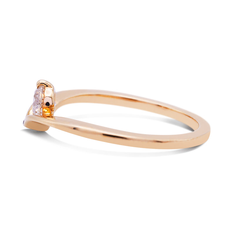 9 Carat Yellow Gold Diamond Wishbone Ring
