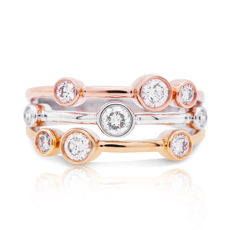 18 Carat White, Yellow & Rose Gold Diamond Raindance Ring