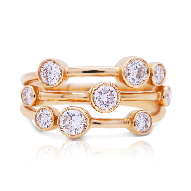 18 Carat Yellow Gold Triple Band Raindance Ring – 1.01ct Diamond