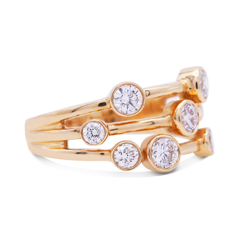 18 Carat Yellow Gold Triple Band Raindance Ring – 1.01ct Diamond