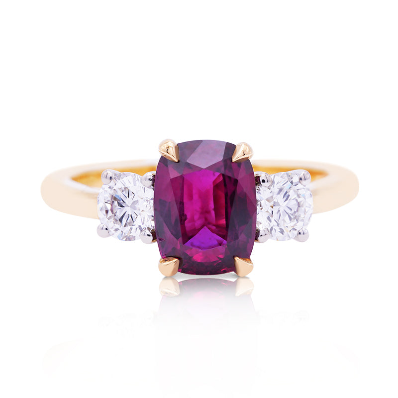 18 Carat Yellow Gold Ruby and Diamond Ring